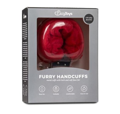 Kajdanki-furry handcuffs - red